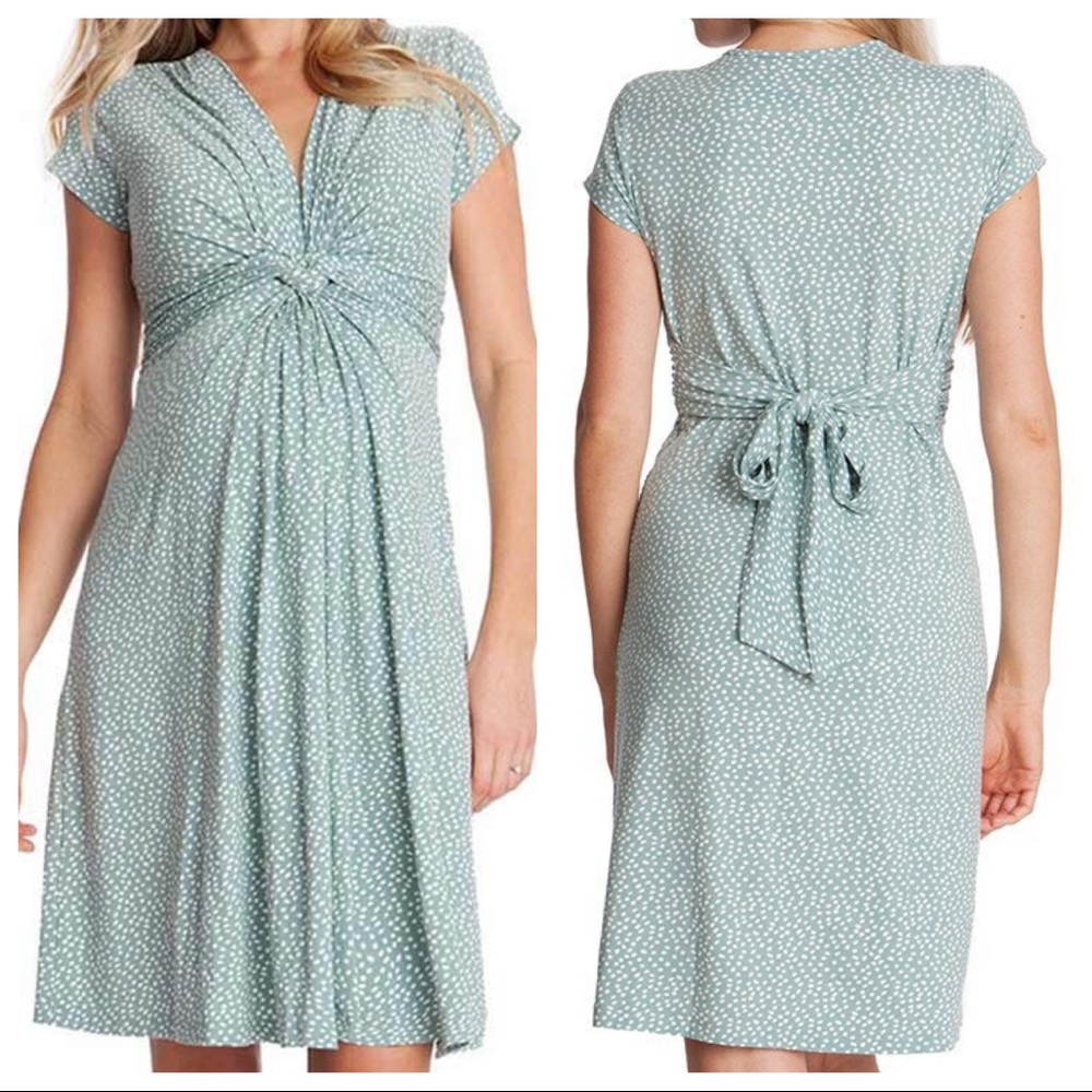 Seraphine Maternity Dress Knot Front Polka Dot